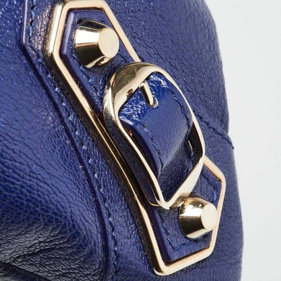 Balenciaga Blue Cobalt Chevre Leather Metallic Edge Envelope Clutch Bag - Picture 5 of 12